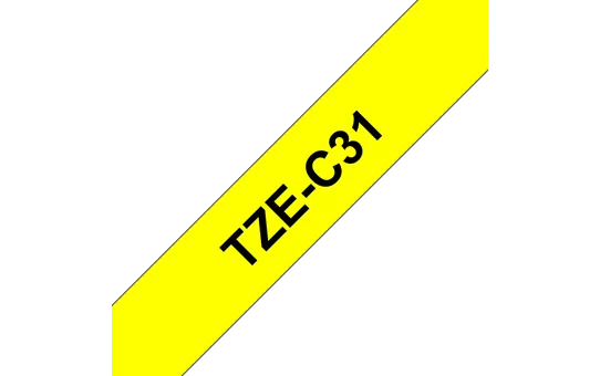 TZe-C31  -  Текст Чёрный на Лента Сверхъяркая жёлтая (5 м)